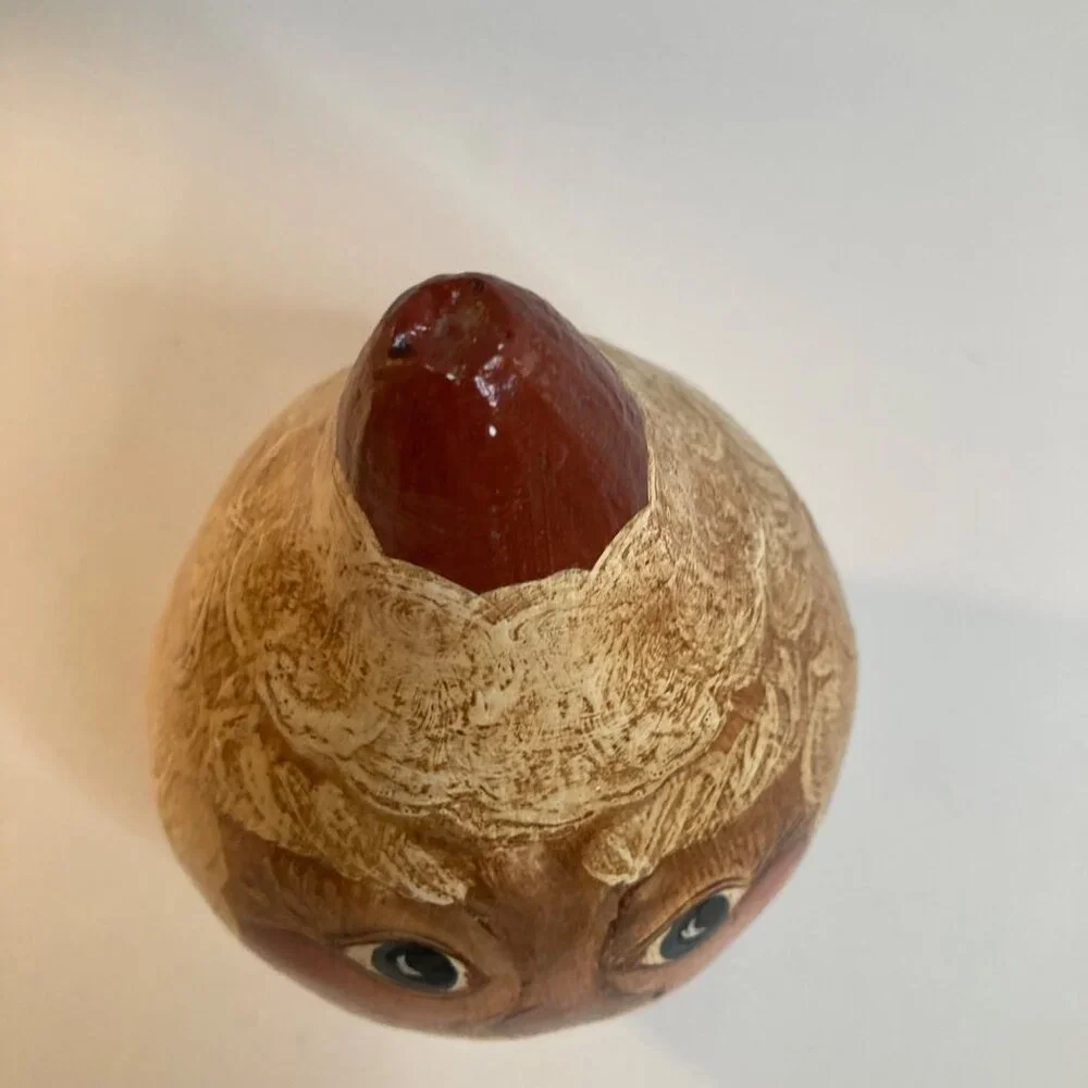 Vintage Old World Santa Gourd Handpainted‎ Signed 90s Red White 5